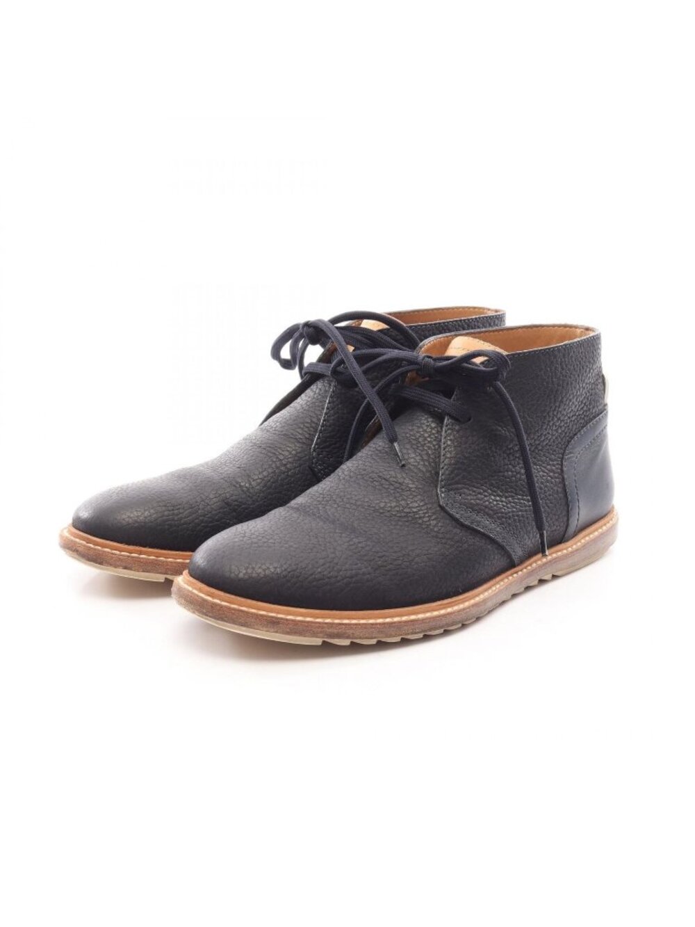 Louis Vuitton Boots Chukka Short Navy Leather Checkered